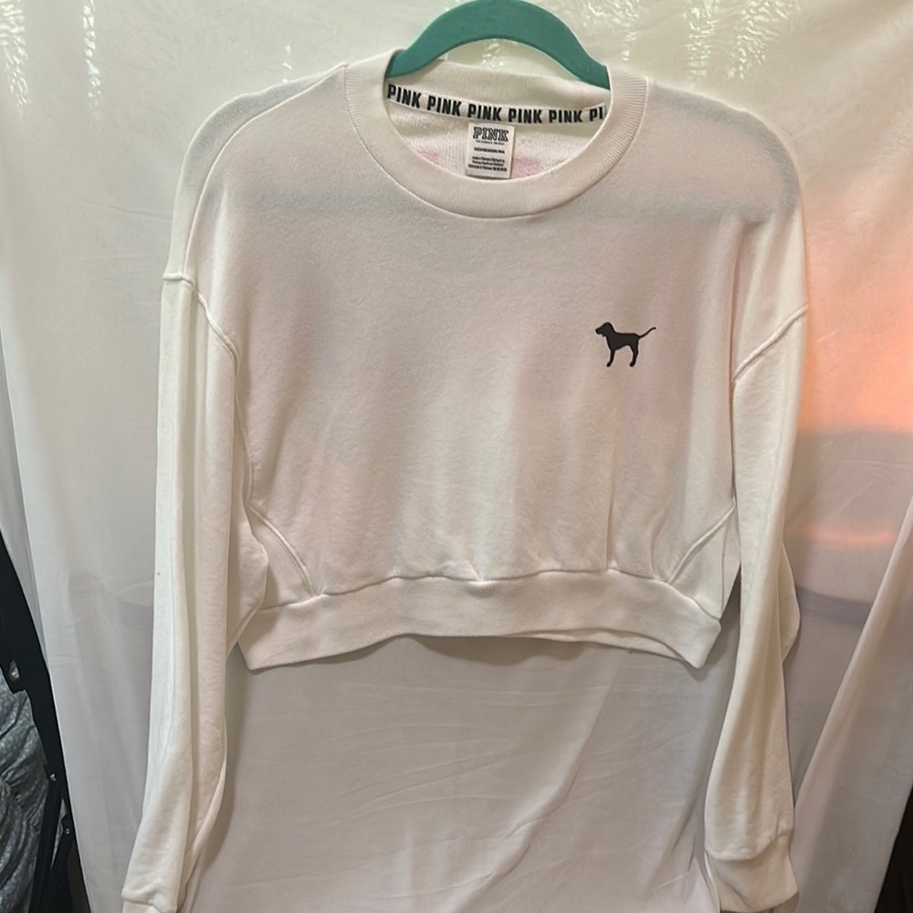 PINK Victoria's Secret White Cropped Sweater